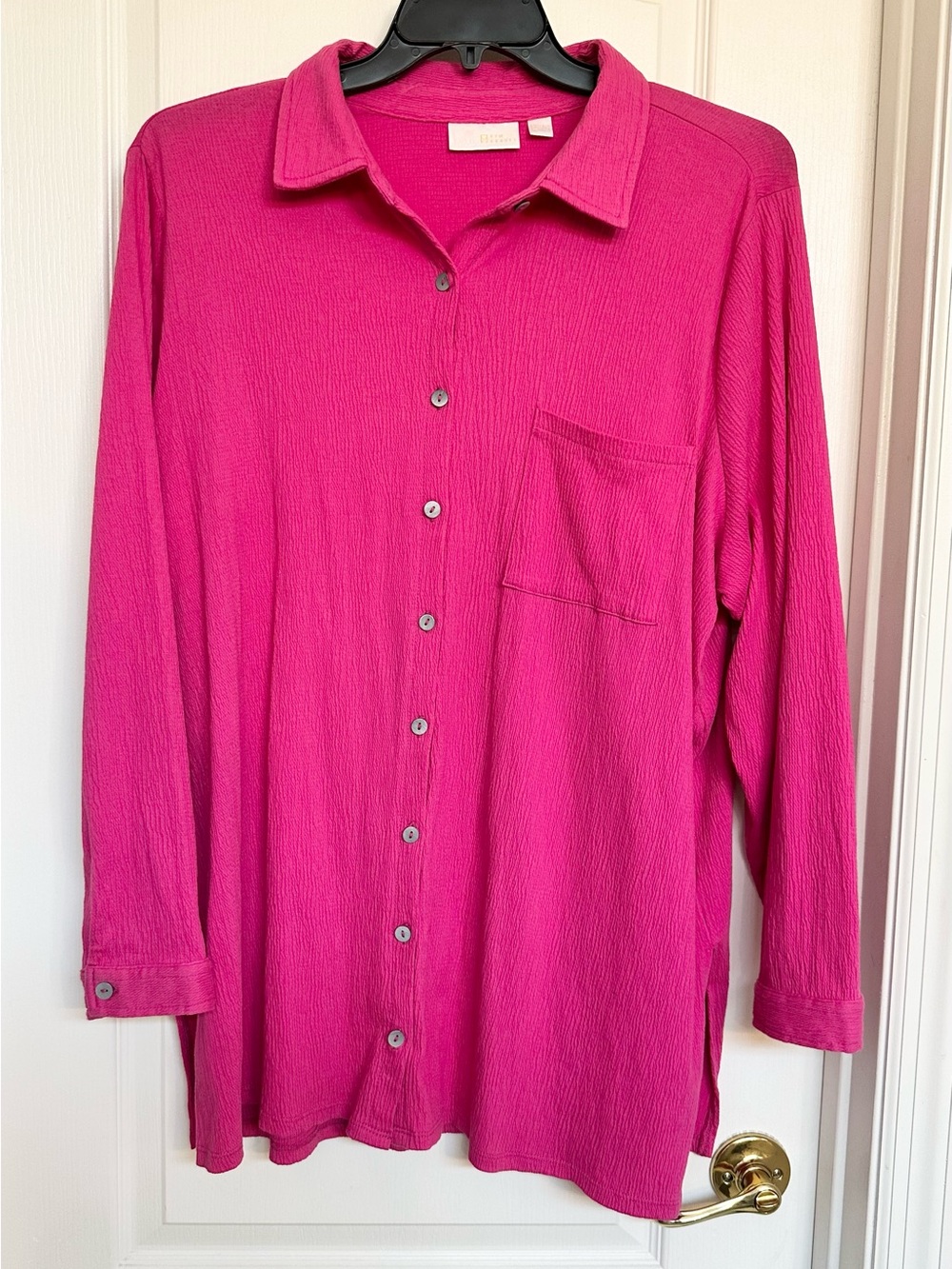 Belle by Kim Gravel Bright Fuchsia Button-Front Shirt
